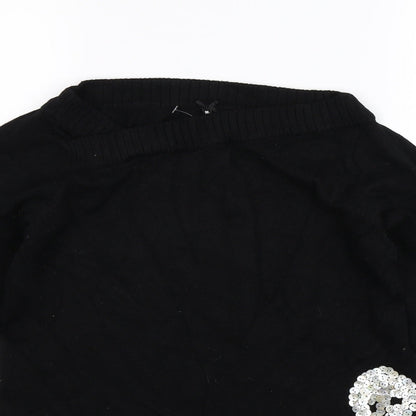 Close-up detail of Cubus women’s black knit jumper, size M
