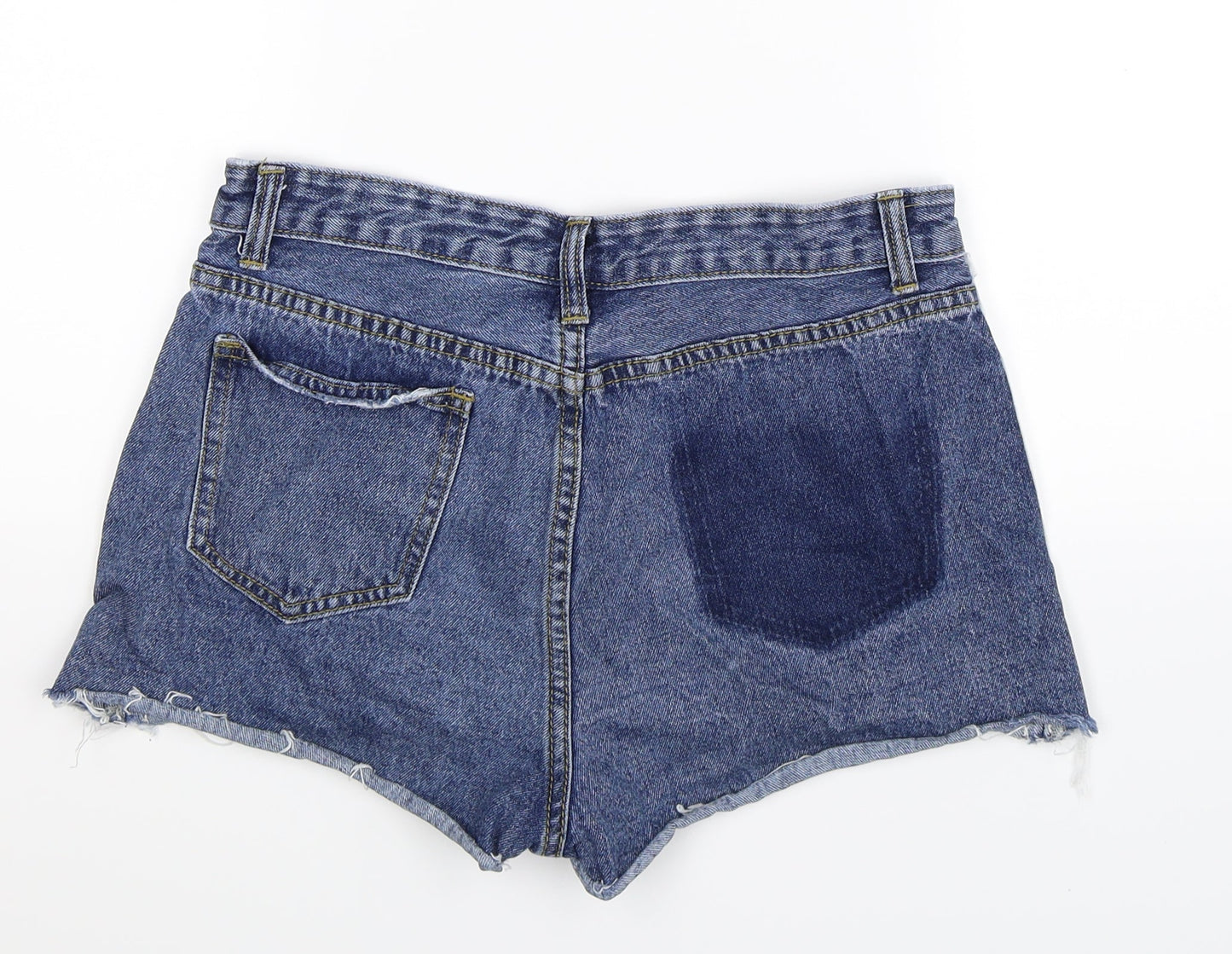 Momokrom Womens Blue Striped Denim Hot Pants Shorts Size 10