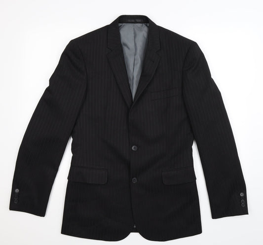 Taylor & Wright Mens Black Striped  Jacket Suit Jacket Size 36