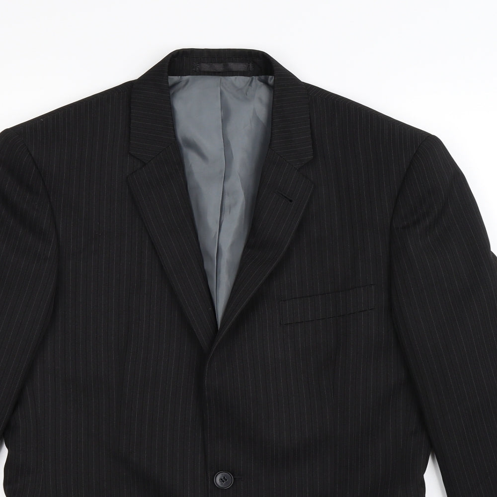 Taylor & Wright Mens Black Striped  Jacket Suit Jacket Size 36