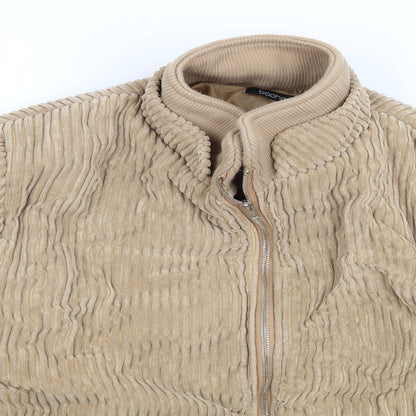 Close-up detail of Boohoo women’s brown jacket, size UK 12