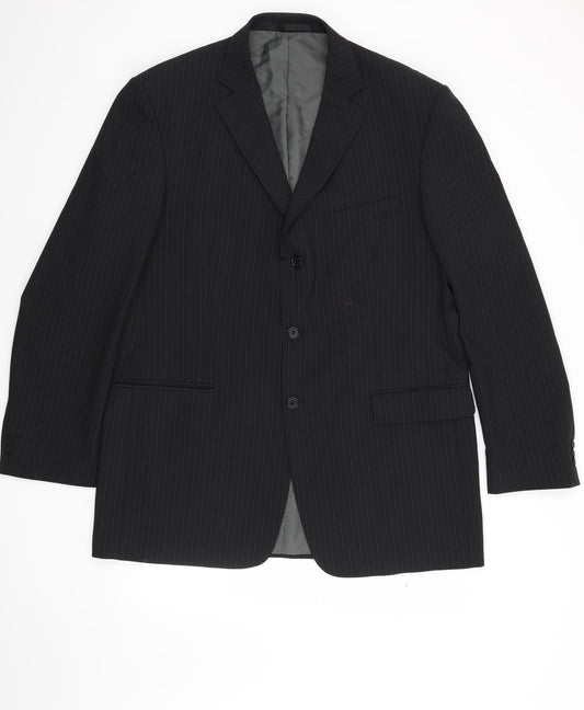 Marks and Spencer Mens Black Striped  Jacket Suit Jacket Size 44