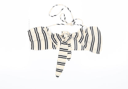 Additional front view of Missguided women’s beige striped cropped blouse, size UK 10