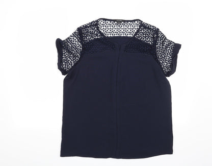 Front view of ESMARA women’s blue basic blouse, size UK 14