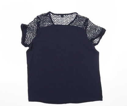 Back view of ESMARA women’s blue basic blouse, size UK 14