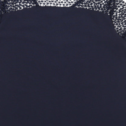 Brand and care label for ESMARA women’s blue basic blouse, size UK 14