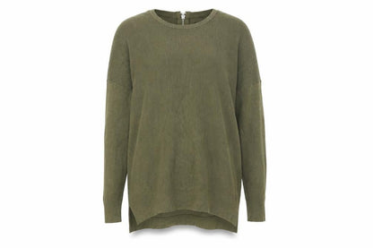 Front view of Atmosphere women’s green knit jumper, size UK 6