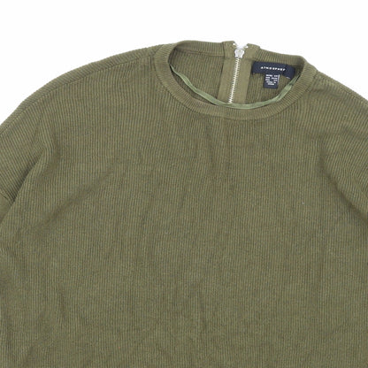 Close-up detail of Atmosphere women’s green knit jumper, size UK 6