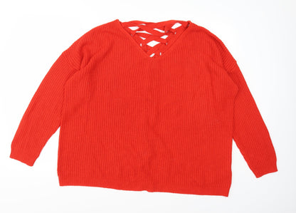 Additional front view of Capsule women’s red knit jumper, size UK 18