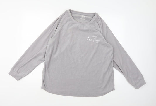 Love To Lounge Womens Grey  Fleece Top Pyjama Top Size 14
