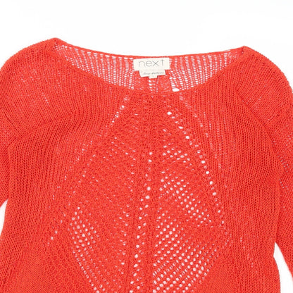 Close-up detail of Next women’s red knit jumper, size UK 8