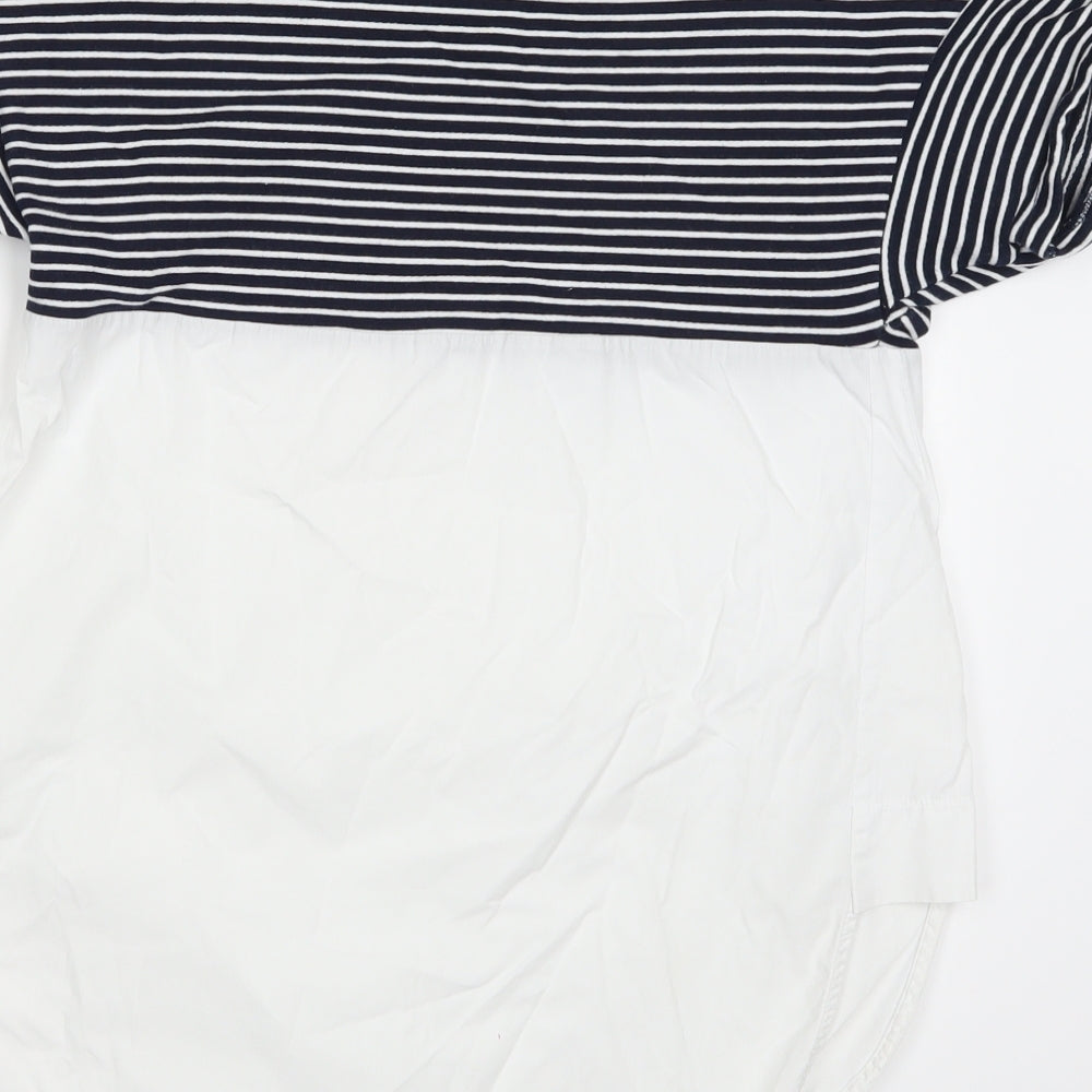 ZARA  Womens Blue Striped  Basic T-Shirt Size S