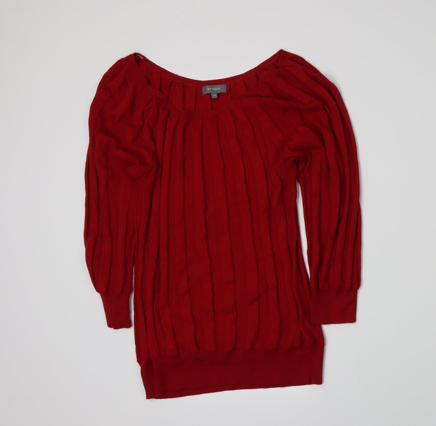 et vous Womens Red  Knit Pullover Jumper Size 12