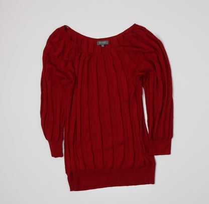 Additional front view of et vous women’s red knit jumper, size UK 12
