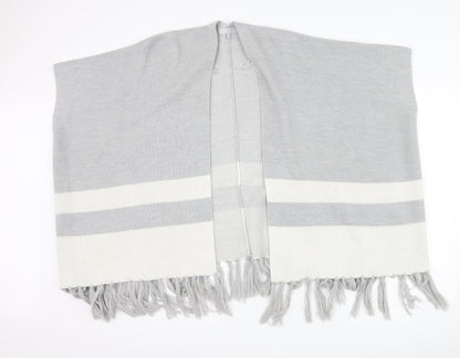 Additional front view of Red Herring women’s grey striped jacket poncho, size S