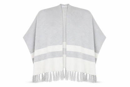 Front view of Red Herring women’s grey striped jacket poncho, size S
