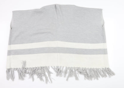 Back view of Red Herring women’s grey striped jacket poncho, size S