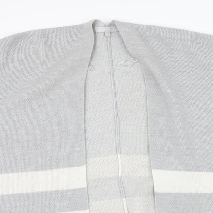 Close-up detail of Red Herring women’s grey striped jacket poncho, size S