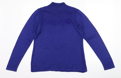 Additional front view of Bonmarché women’s purple floral jumper, size S