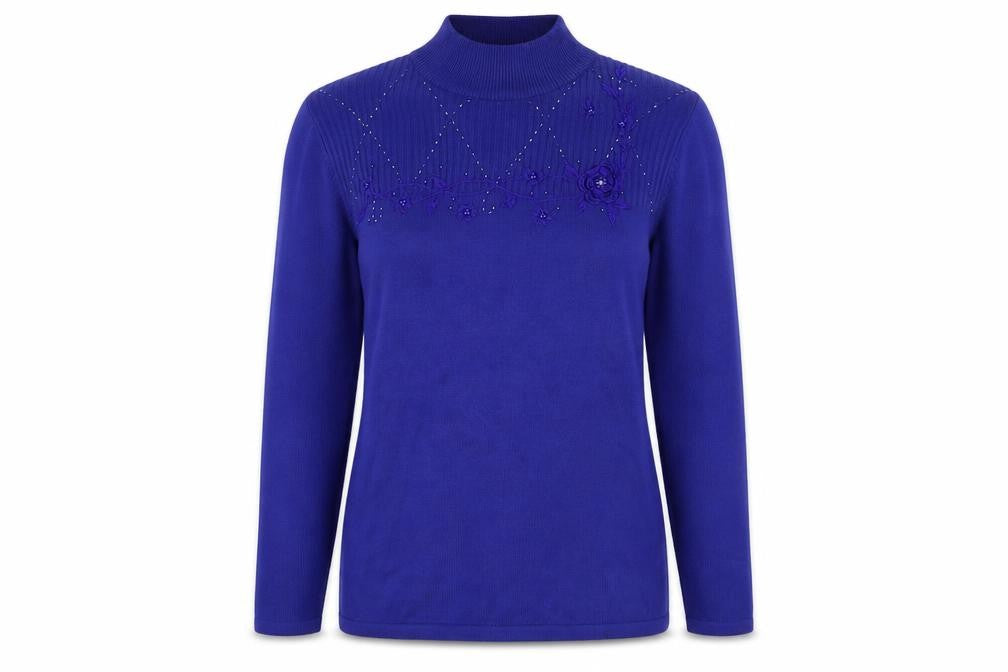 Bonmarché Womens Purple Floral Pullover Jumper Size S