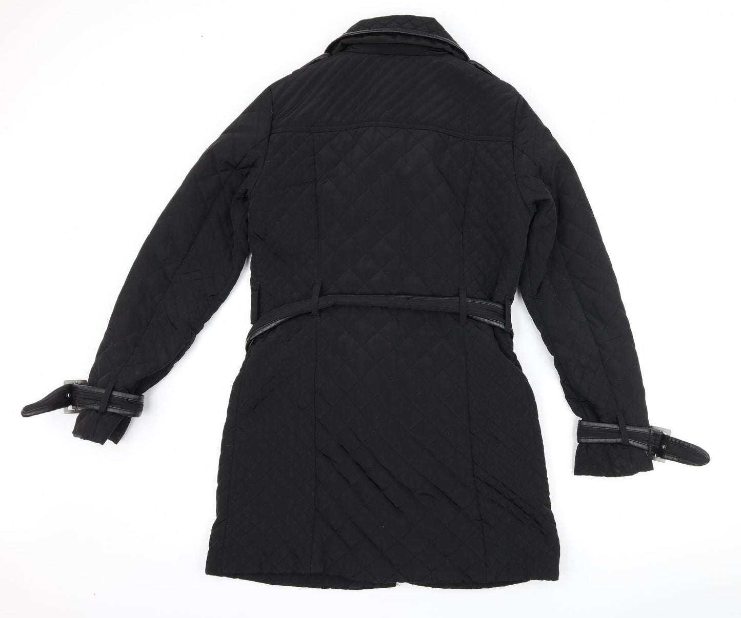 Papaya Womens Black   Quilted Coat Size 10  - Belt included