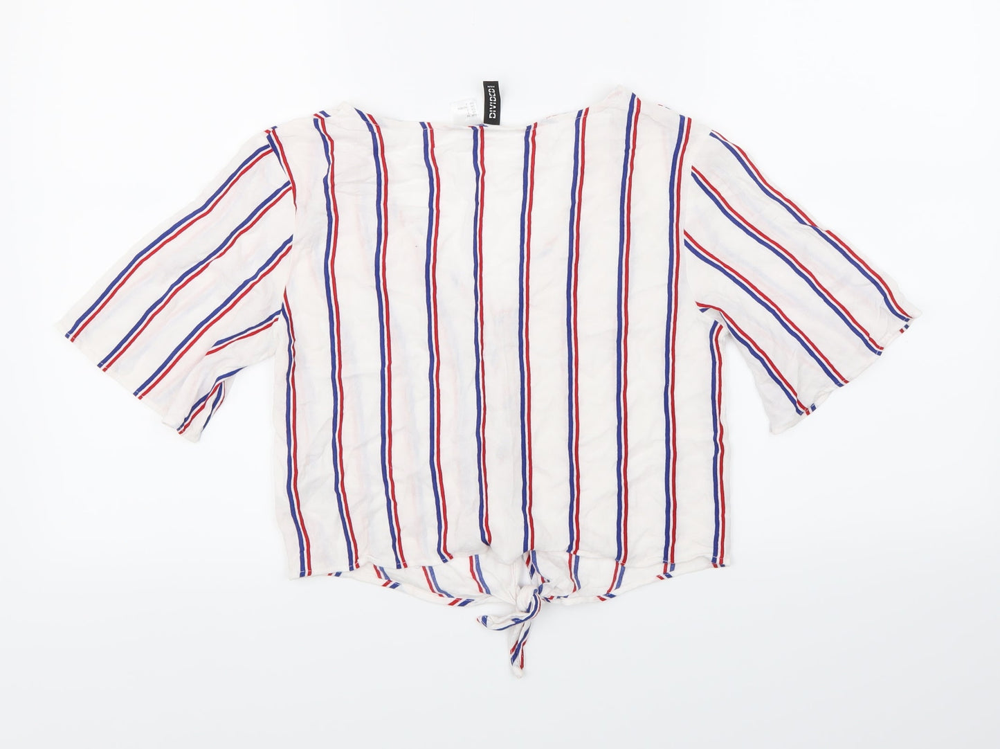 H&M Womens White Striped  Basic Blouse Size 6