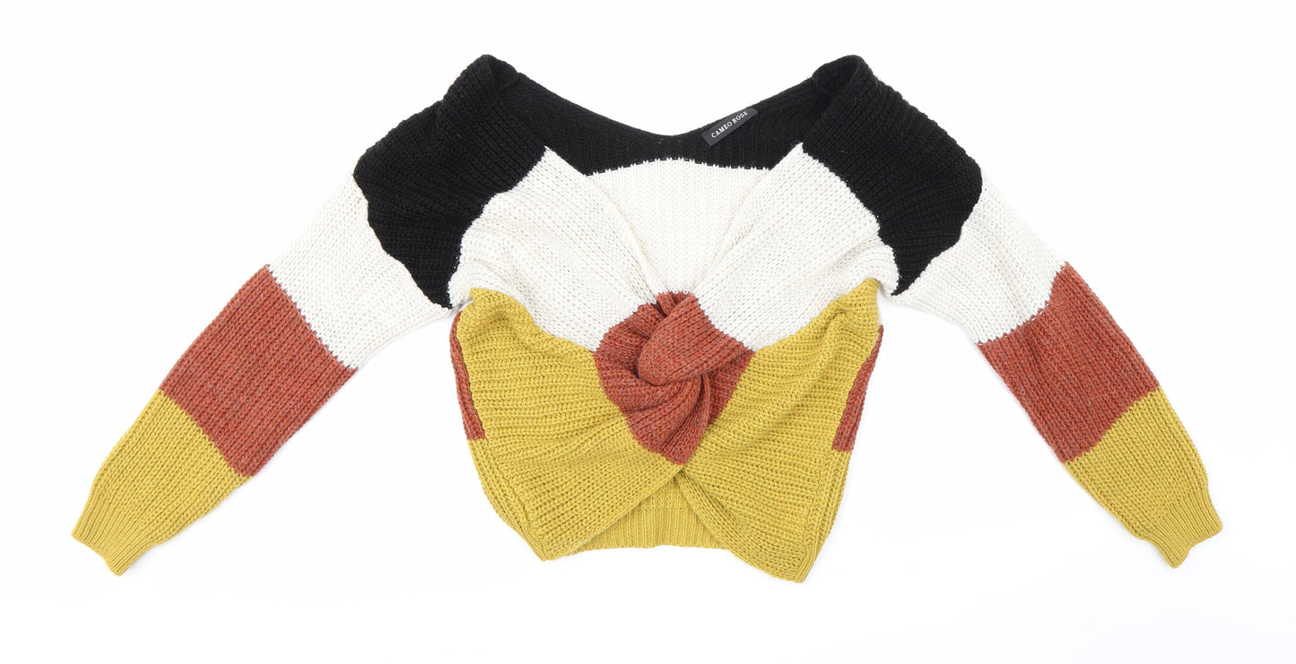 Cameo Rose Womens Multicoloured Striped Knit Pullover Jumper Size S