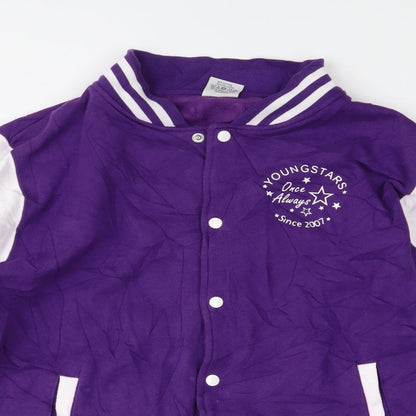 Close-up detail of Awdis boys’ purple jersey jacket, size L