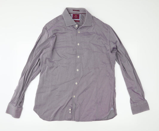 Marks and Spencer Mens Purple Striped   Button-Up Size 18