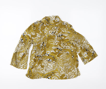 Additional front view of H&M women’s yellow floral basic blouse, size UK 6