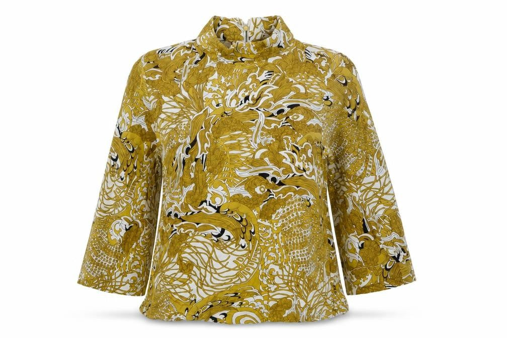 H&M Womens Yellow Floral  Basic Blouse Size 6