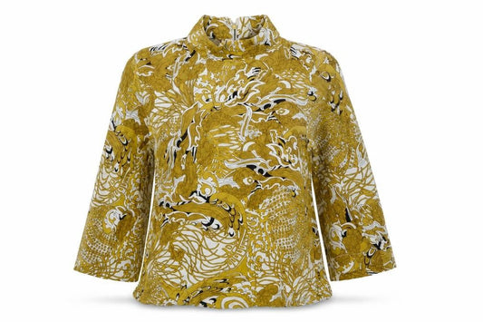 H&M Womens Yellow Floral  Basic Blouse Size 6