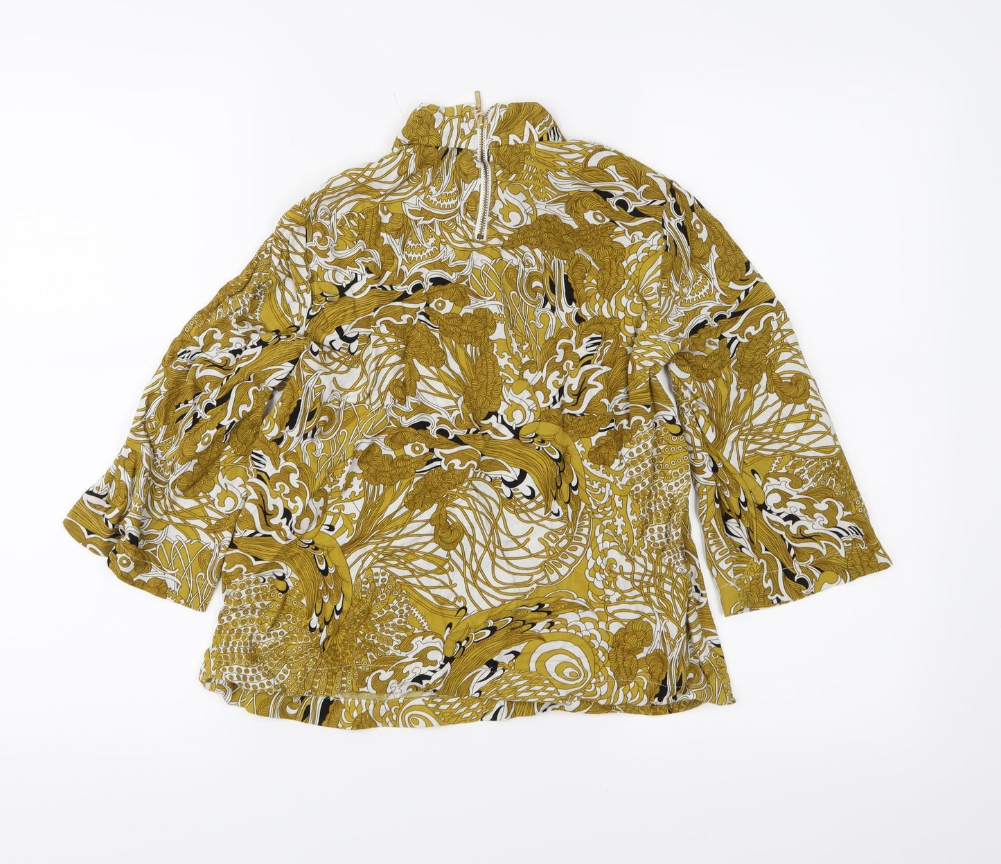 H&M Womens Yellow Floral  Basic Blouse Size 6