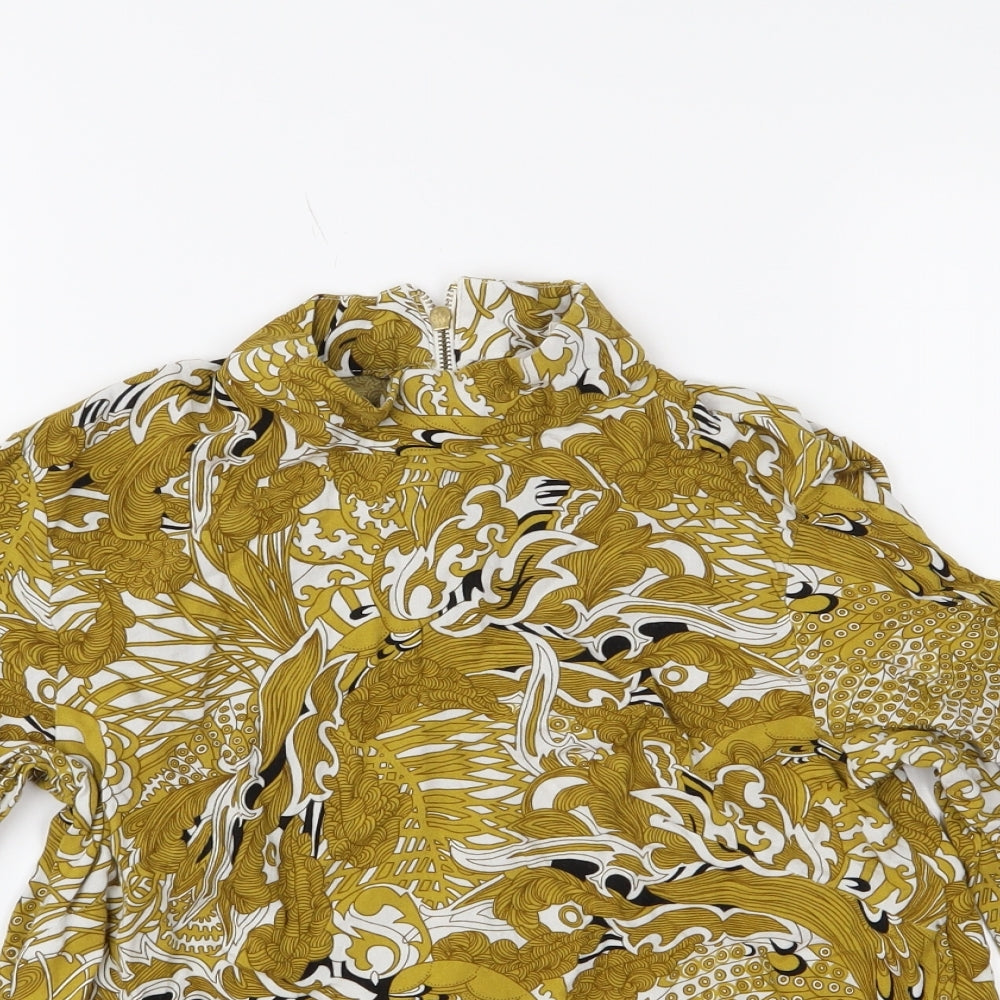 H&M Womens Yellow Floral  Basic Blouse Size 6