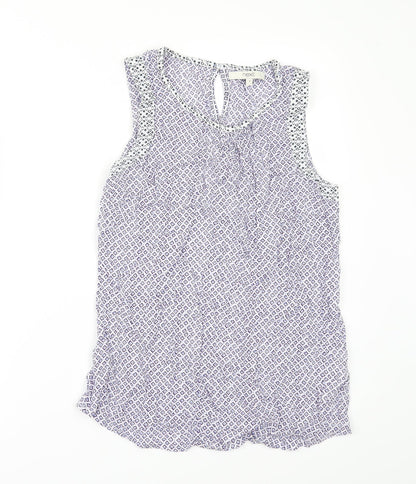 Additional front view of Next women’s purple geometric camisole blouse, size UK 8