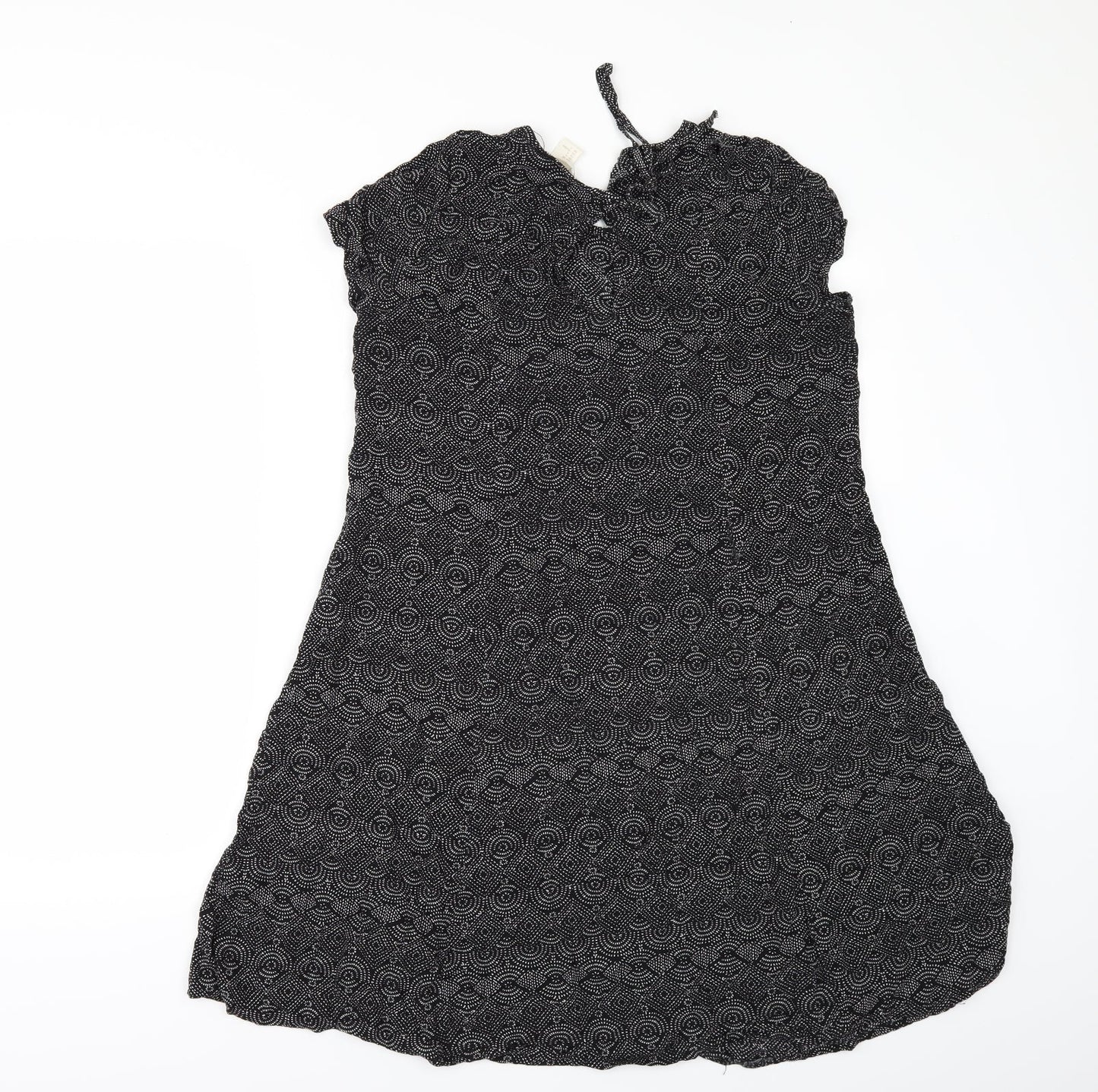 H&M Womens Black Geometric  A-Line  Size 8