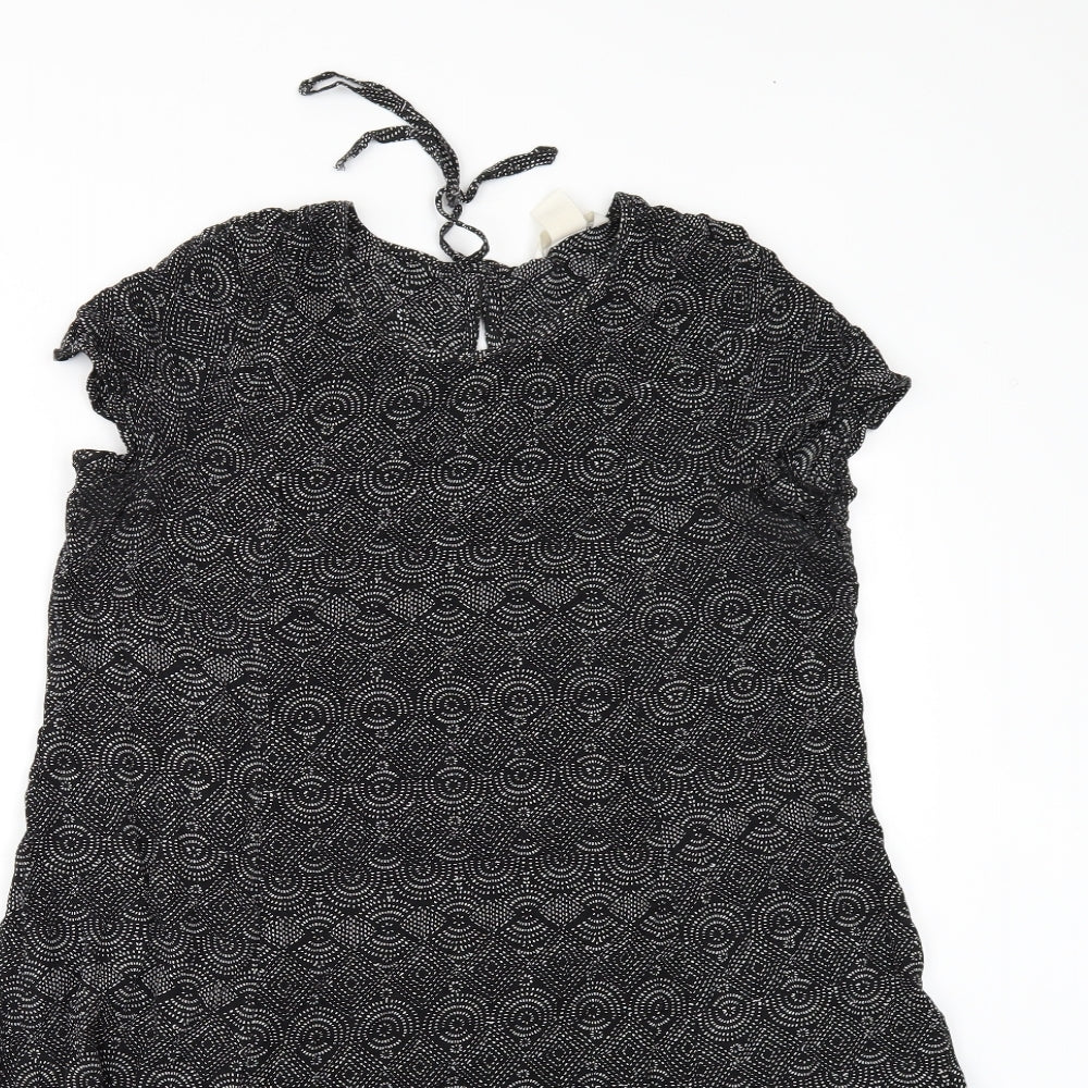 H&M Womens Black Geometric  A-Line  Size 8