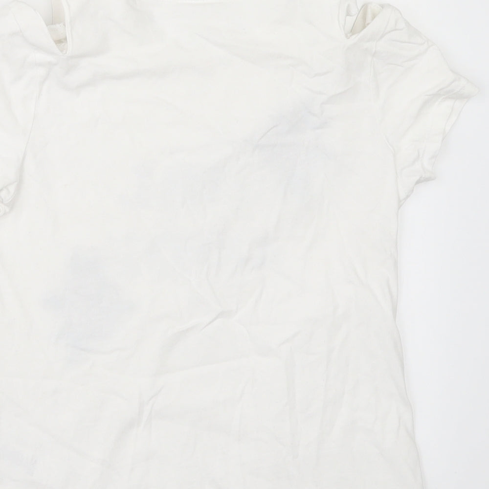 F&F Girls White   Basic T-Shirt Size 9-10 Years  - cold shoulder