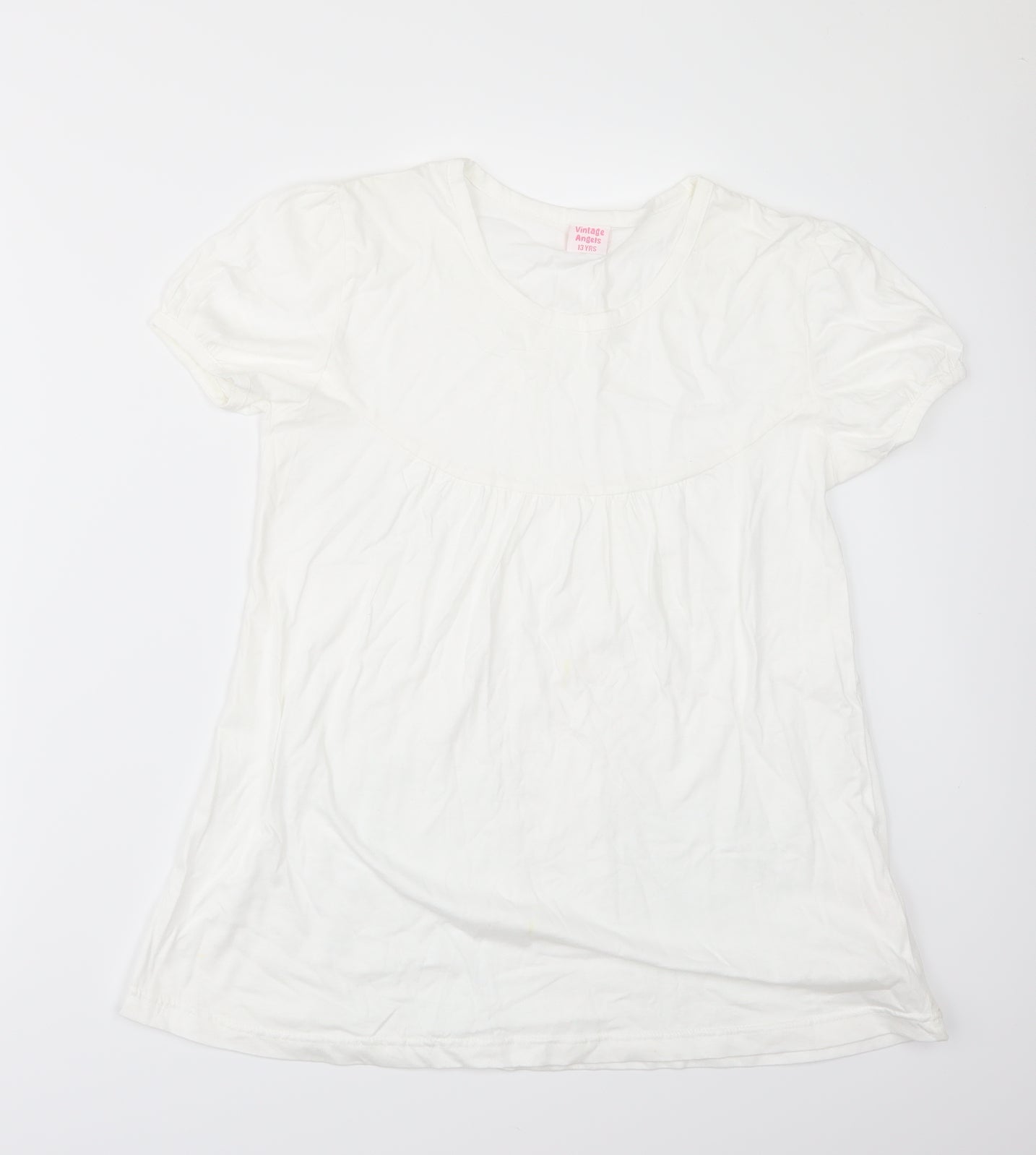 vintage angles Girls White   Basic T-Shirt Size 13 Years