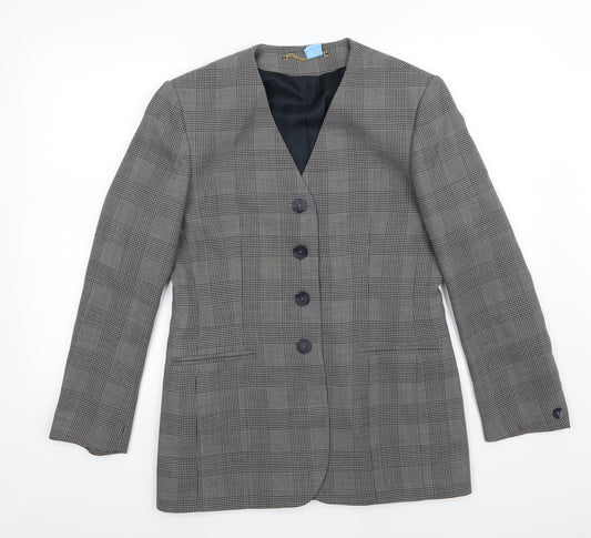 Debenham & Freebody Womens Grey Houndstooth  Jacket Suit Jacket Size 12