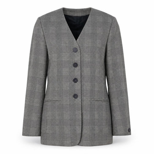 Debenham & Freebody Womens Grey Houndstooth  Jacket Suit Jacket Size 12