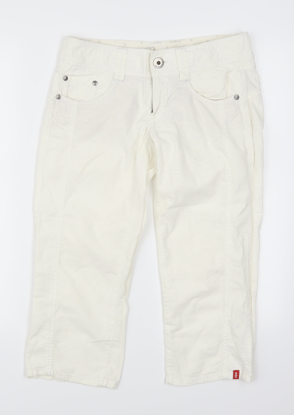 Esprit Womens White   Cropped Trousers Size 32 in L21 in