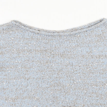 Close-up detail of George women’s blue knit jumper, size UK 16