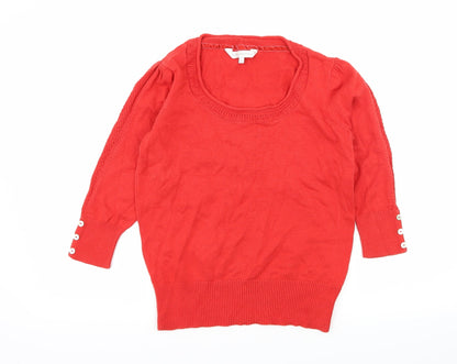 Additional front view of RJR.John Rocha women’s red jersey basic t-shirt, size UK 12