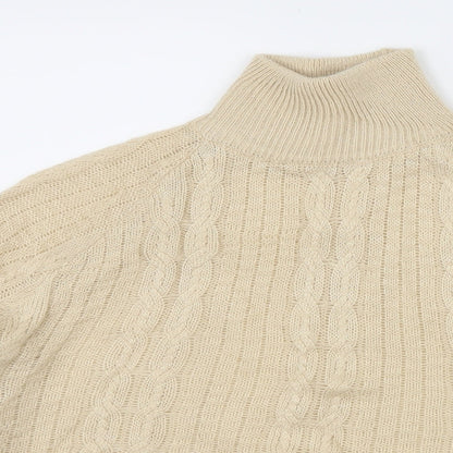 Close-up detail of Preworn women’s beige knit jumper, size L