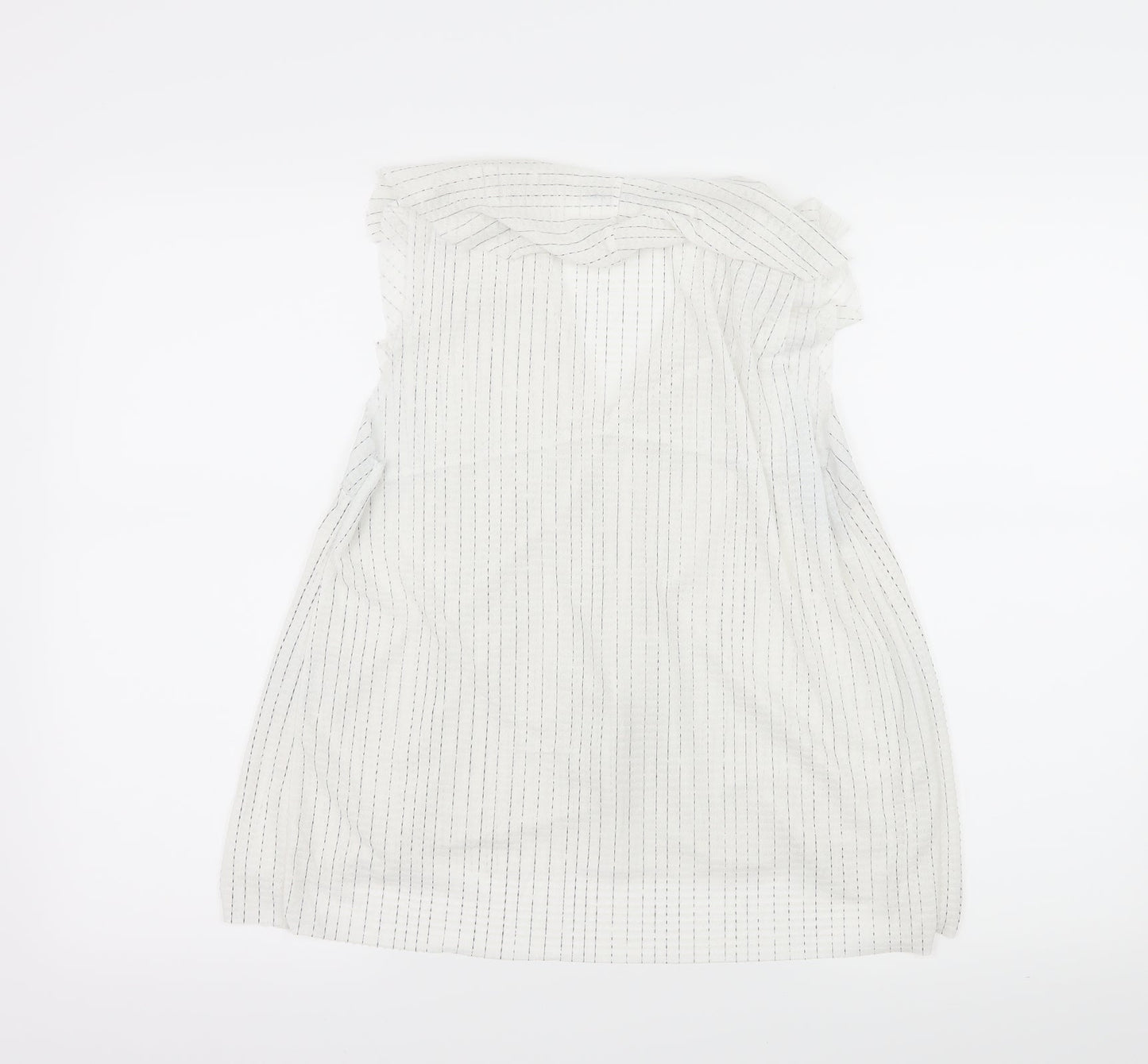 Mango Womens White Striped  Basic Blouse Size M
