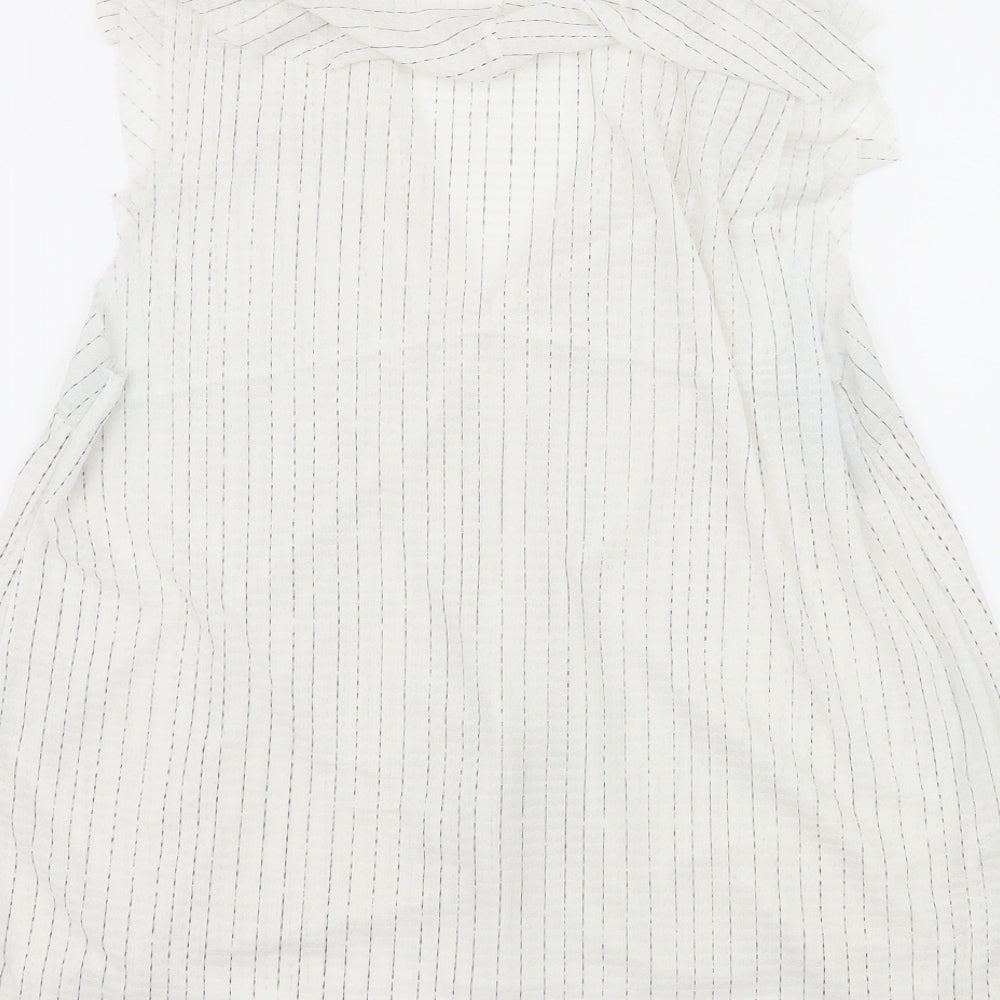 Mango Womens White Striped  Basic Blouse Size M