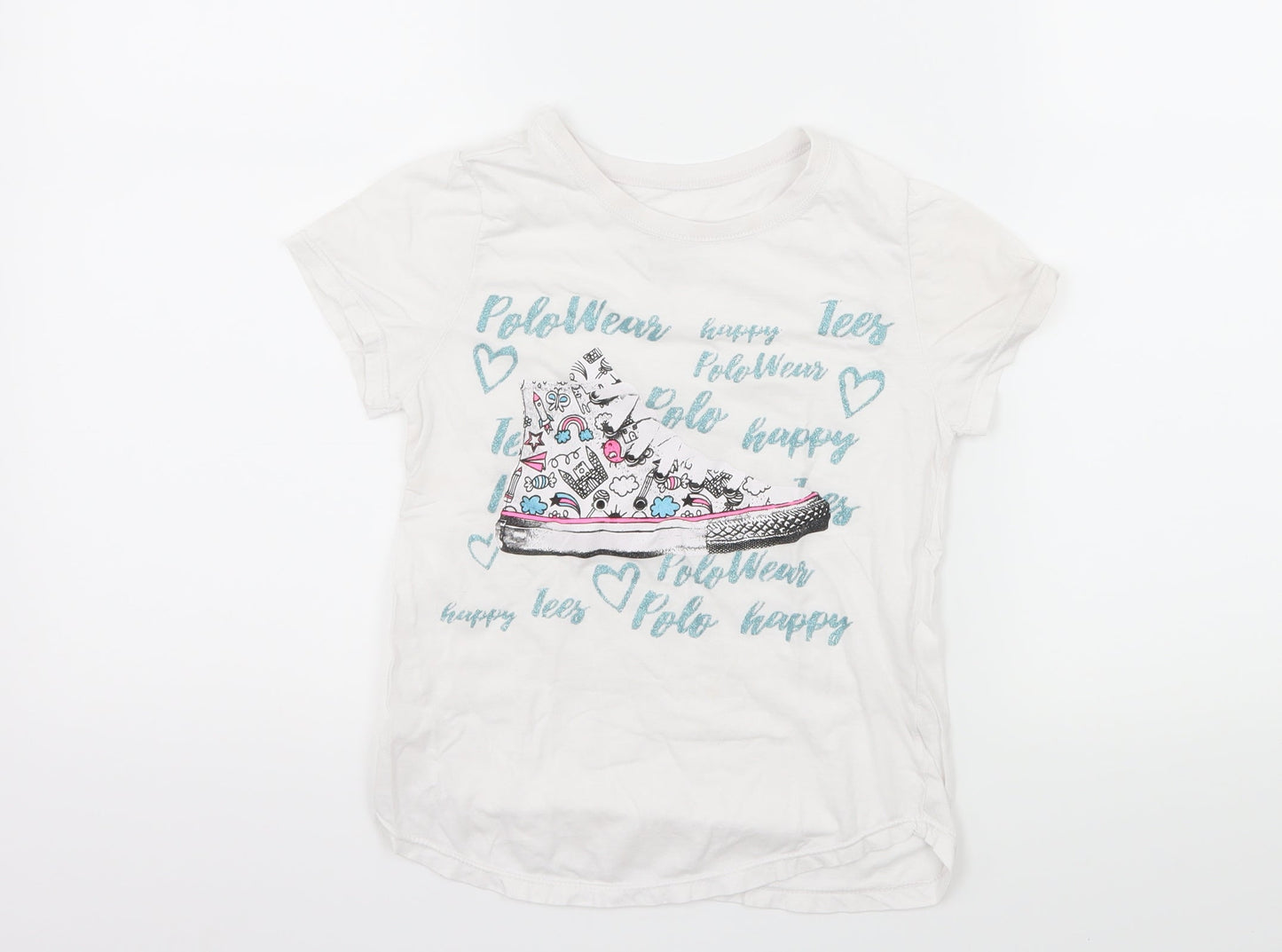Polo Wear Girls White  Jersey Basic T-Shirt Size 8 Years  - Polo Wear Tees