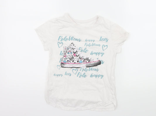 Polo Wear Girls White  Jersey Basic T-Shirt Size 8 Years  - Polo Wear Tees