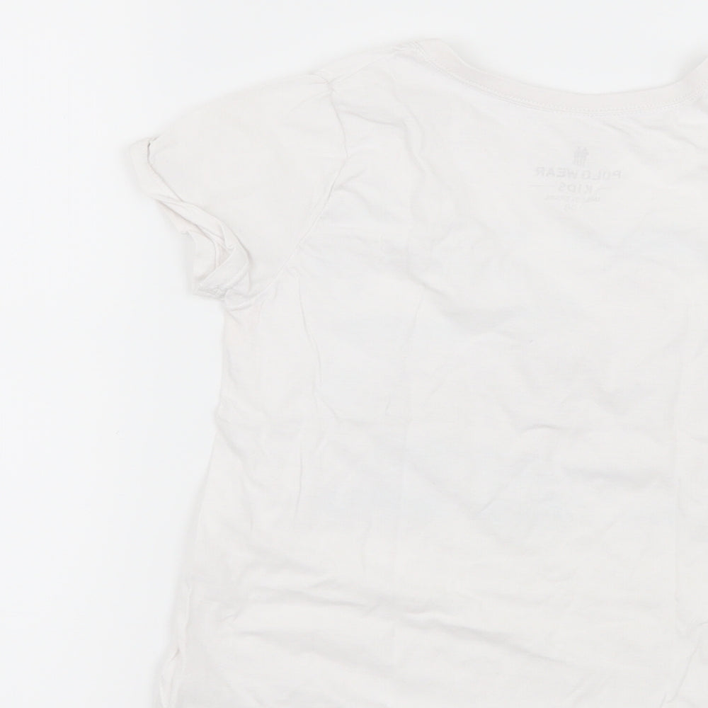 Polo Wear Girls White  Jersey Basic T-Shirt Size 8 Years  - Polo Wear Tees